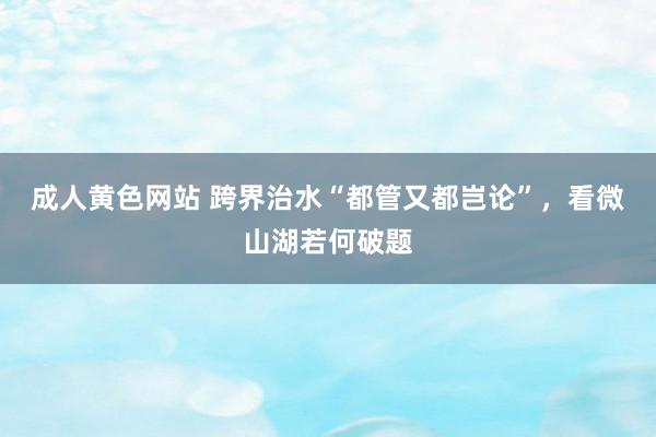 成人黄色网站 跨界治水“都管又都岂论”，看微山湖若何破题