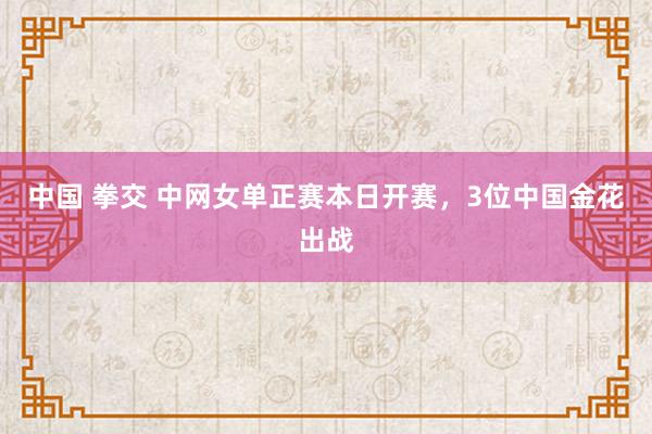 中国 拳交 中网女单正赛本日开赛，3位中国金花出战