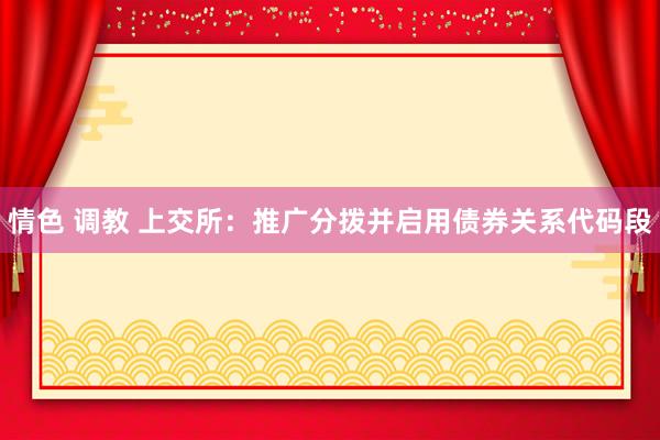 情色 调教 上交所：推广分拨并启用债券关系代码段