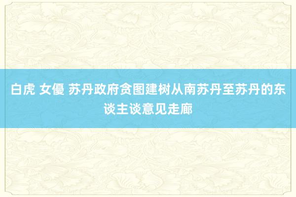 白虎 女優 苏丹政府贪图建树从南苏丹至苏丹的东谈主谈意见走廊
