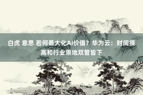 白虎 意思 若何最大化AI价值？华为云：时间摸高和行业落地双管皆下
