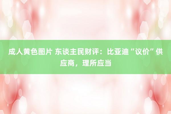 成人黄色图片 东谈主民财评：比亚迪“议价”供应商，理所应当