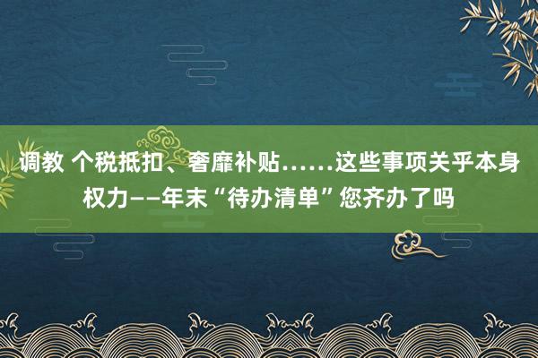 调教 个税抵扣、奢靡补贴……这些事项关乎本身权力——年末“待办清单”您齐办了吗