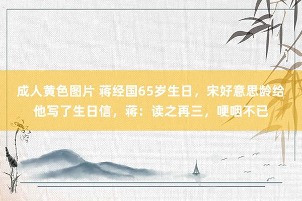 成人黄色图片 蒋经国65岁生日，宋好意思龄给他写了生日信，蒋：读之再三，哽咽不已