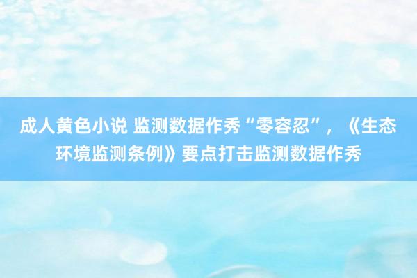 成人黄色小说 监测数据作秀“零容忍”，《生态环境监测条例》要点打击监测数据作秀