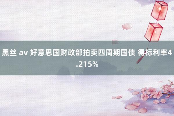 黑丝 av 好意思国财政部拍卖四周期国债 得标利率4.215%