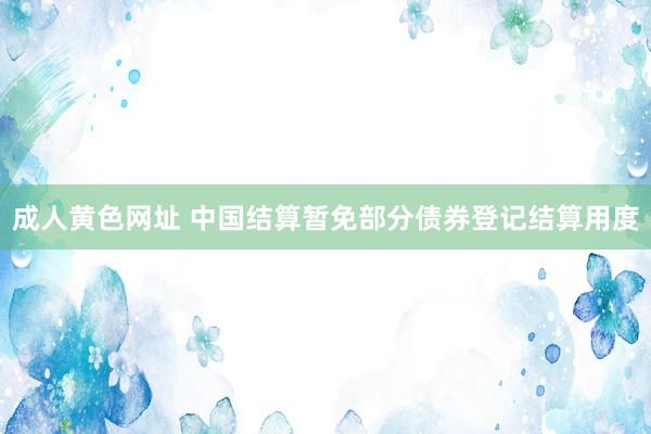 成人黄色网址 中国结算暂免部分债券登记结算用度