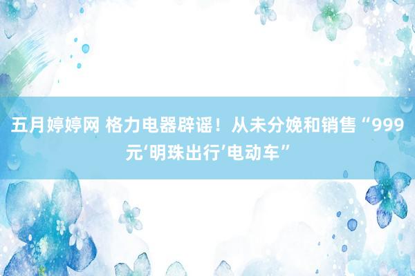 五月婷婷网 格力电器辟谣！从未分娩和销售“999元‘明珠出行’电动车”