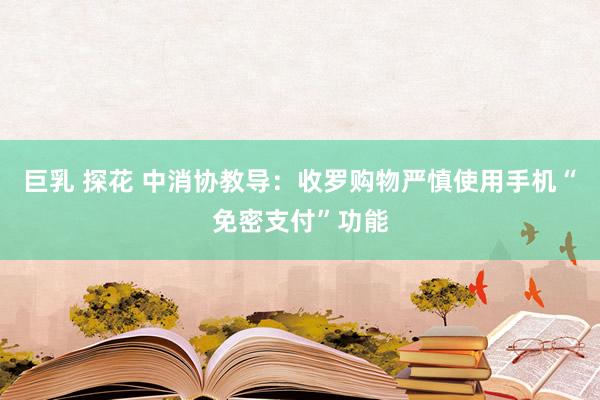 巨乳 探花 中消协教导：收罗购物严慎使用手机“免密支付”功能