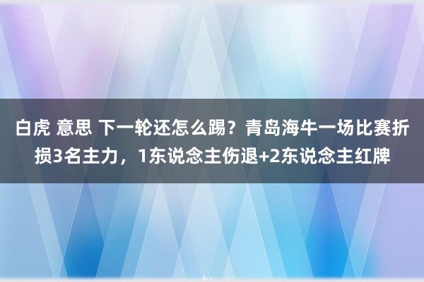 白虎 意思 下一轮还怎么踢？青岛海牛一场比赛折损3名主力，1东说念主伤退+2东说念主红牌