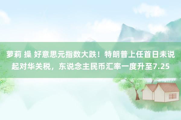 萝莉 操 好意思元指数大跌！特朗普上任首日未说起对华关税，东说念主民币汇率一度升至7.25