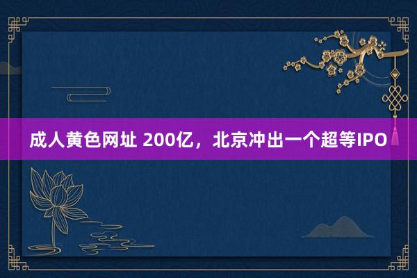 成人黄色网址 200亿，北京冲出一个超等IPO