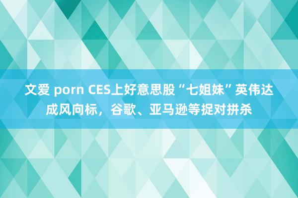 文爱 porn CES上好意思股“七姐妹”英伟达成风向标，谷歌、亚马逊等捉对拼杀