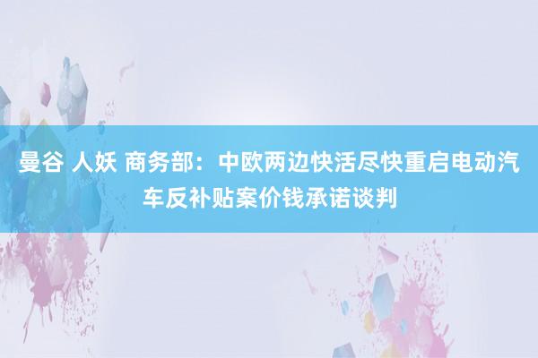 曼谷 人妖 商务部：中欧两边快活尽快重启电动汽车反补贴案价钱承诺谈判