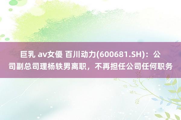 巨乳 av女優 百川动力(600681.SH)：公司副总司理杨轶男离职，不再担任公司任何职务