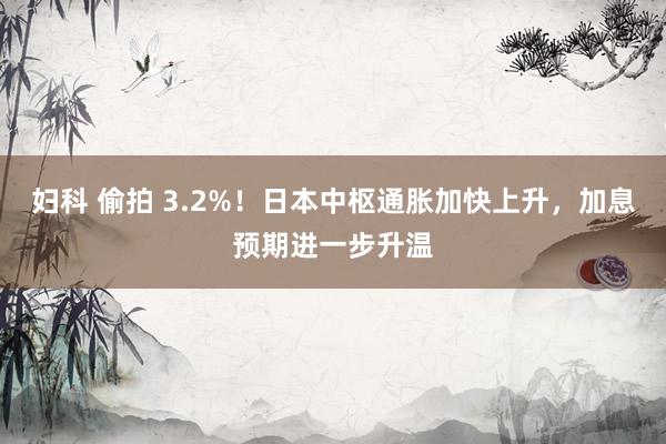 妇科 偷拍 3.2%！日本中枢通胀加快上升，加息预期进一步升温