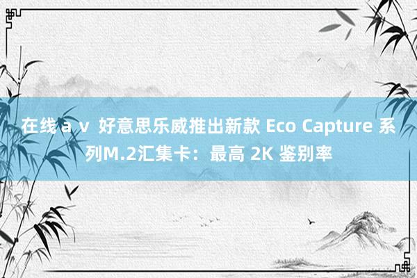 在线ａｖ 好意思乐威推出新款 Eco Capture 系列M.2汇集卡：最高 2K 鉴别率