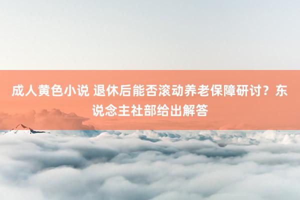 成人黄色小说 退休后能否滚动养老保障研讨？东说念主社部给出解答